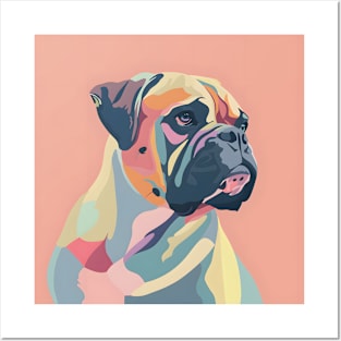 70s Bullmastiff Vibes: Pastel Pup Parade Posters and Art